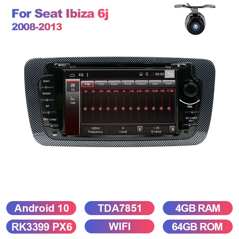 Eunavi 2 Din Android Car Radio Audio DVD For Seat Ibiza 6j 2009 2010 2011 2012 2013 Multimedia Player 2Din Screen GPS Navigation