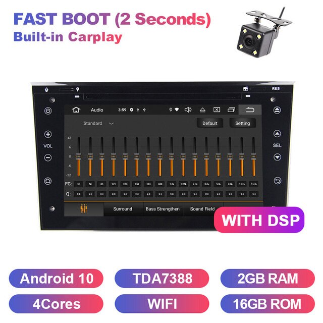 Eunavi 2 Din DSP Android 10 4G 64GB Car Multimedia DVD Radio Audio GPS For Vauxhall Opel Astra H G Vectra Antara Zafira Corsa