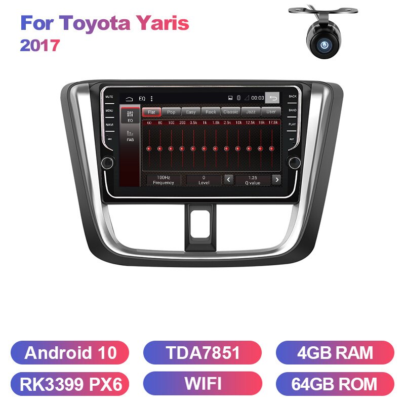 Eunavi 2 din car radio stereo multimedia for Toyota Yaris 2017 GPS Android 2din headunit TDA7851 RDS Subwoofer USB BT WIFI