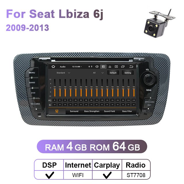 Eunavi 2 Din Autoradio Audio DVD für Seat Ibiza 6j 2009 2010 2011 2012 2013 Multimedia Player 3G WIFI 2Din GPS Navigation