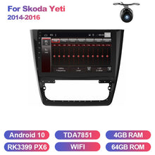 Załaduj zdjęcie do przeglądarki galerii, Eunavi 2 Din Car Radio Stereo For Skoda Yeti 2014 2015 2016 GPS Navigation multimedia player TDA7851 8 CORE WIFI Android 10