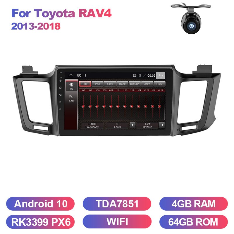 Eunavi Android 10 Car Radio Multimedia Player For Toyota RAV4 RAV 4 2013-2018 Video Audio WiFi Navigation GPS touch screen