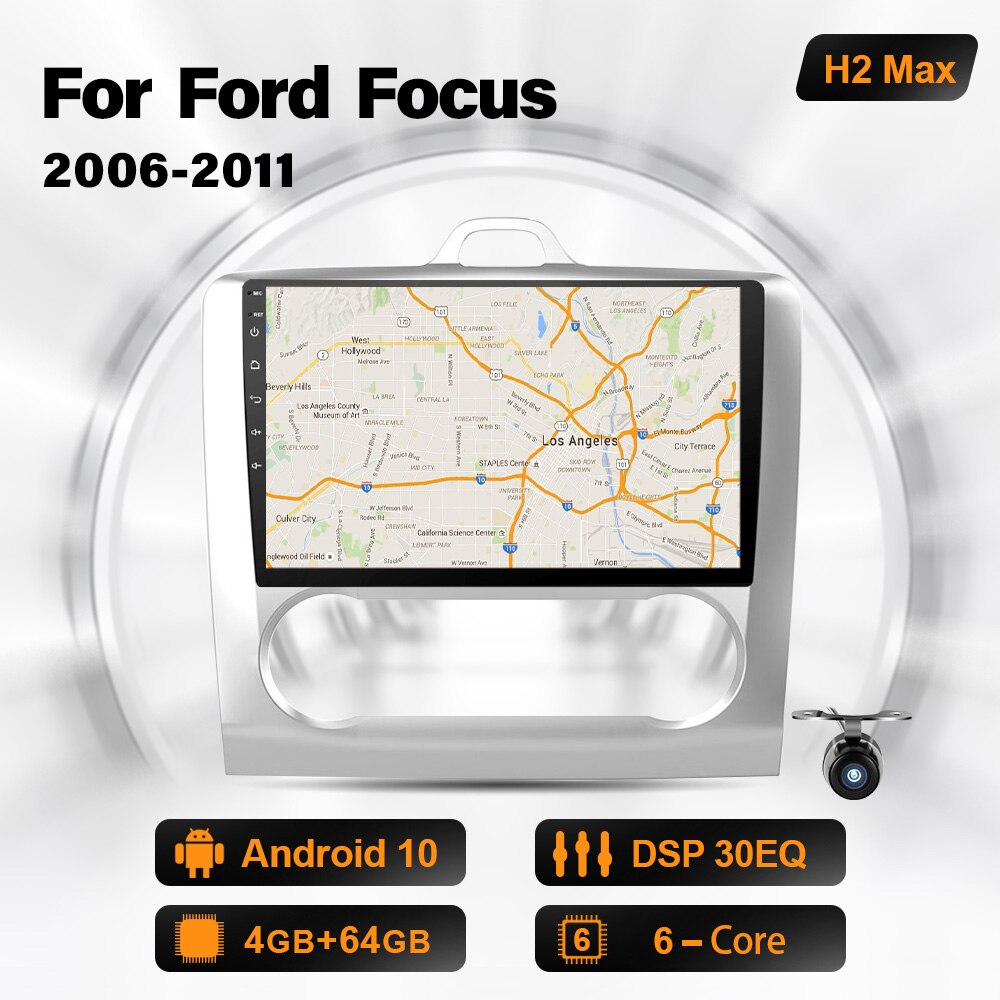 Eunavi 2 Din Android Autoradio Für Ford Focus 2 Mk2 2004-2011 Multimedia Player Auto Audio GPS Navigation 4G 64GB DSP KEINE DVD