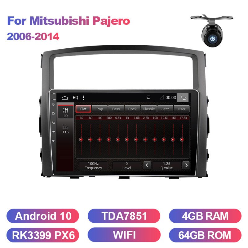 Eunavi 2 Din Car Radio For Mitsubishi Pajero 2006-2014 Multimedia Video Player Unit System 9'' Screen 4G Audio GPS Android 10