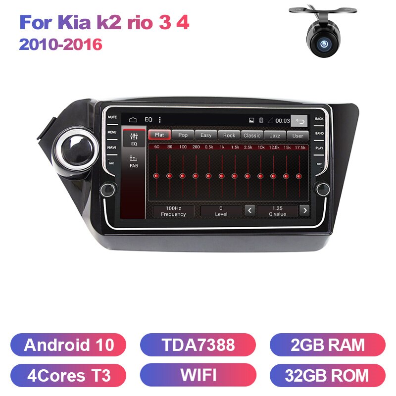 Eunavi 2 Din Android 10 Car radio GPS For Kia k2 rio 3 4 2010-2016 Multimedia stereo navigation Autoradio TDA7851 4GB 64GB