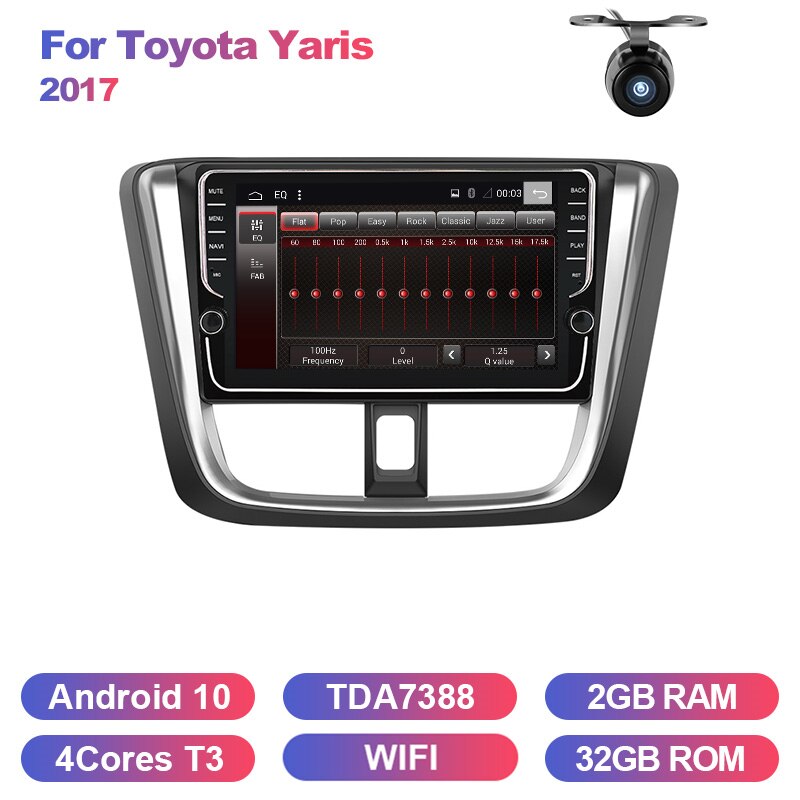 Eunavi 2 din car radio stereo multimedia for Toyota Yaris 2017 GPS Android 2din headunit TDA7851 RDS Subwoofer USB BT WIFI