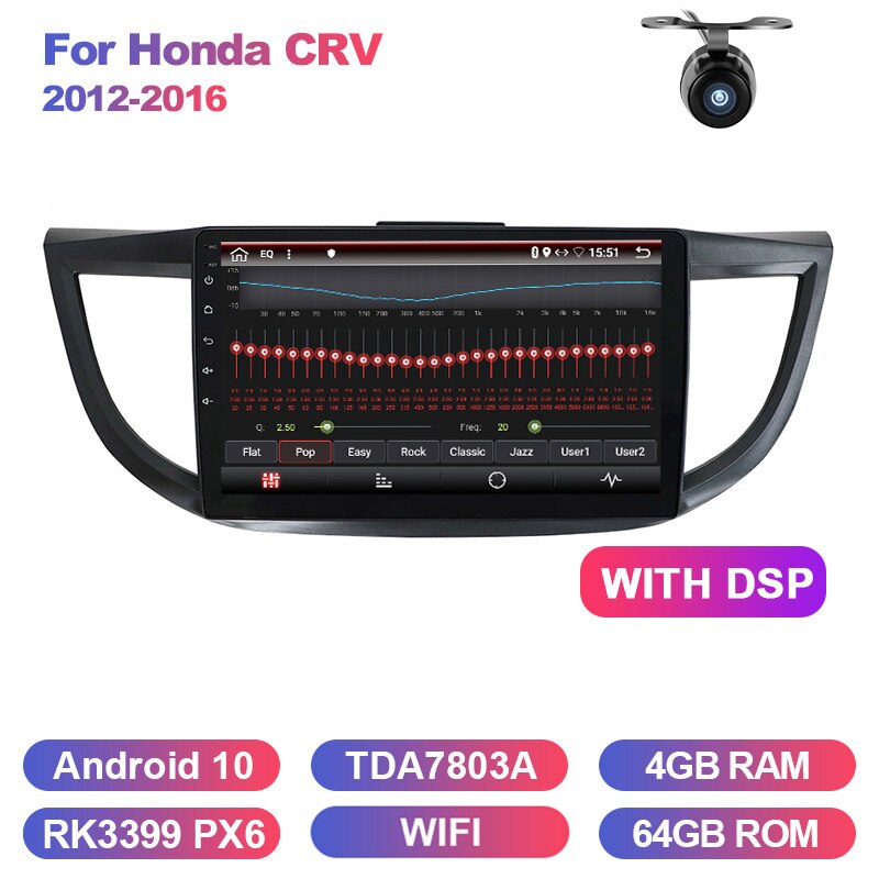 Eunavi 2 din Touch screen Car Radio Multimedia player For Honda CRV 2012-2016 GPS Stereo NO DVD 1024*600 HD Android 10