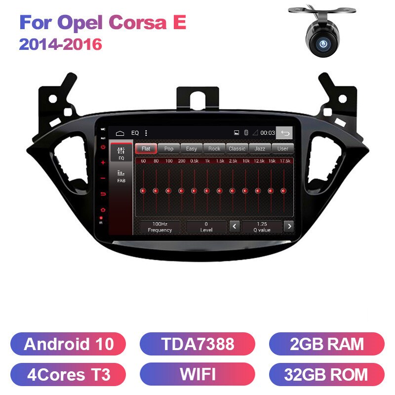 Eunavi 2 din Autoradio 4G+64G android 10 für Opel Corsa E 2014 2015 2016 GPS Navi WIFI Autoradio PX6 1.8GHz Autoradio no dvd