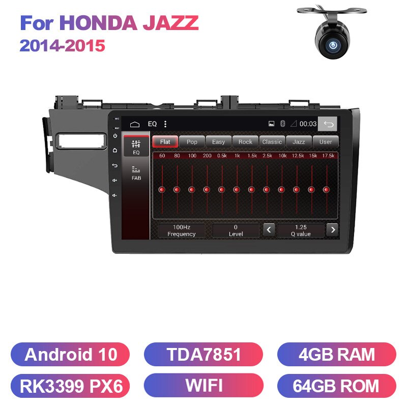 Eunavi 2 din no dvd Car Multimedia Radio Stereo For 2014 2015 HONDA JAZZ FIT Right Hand Drive GPS 4G 64G WIFI BT Android System