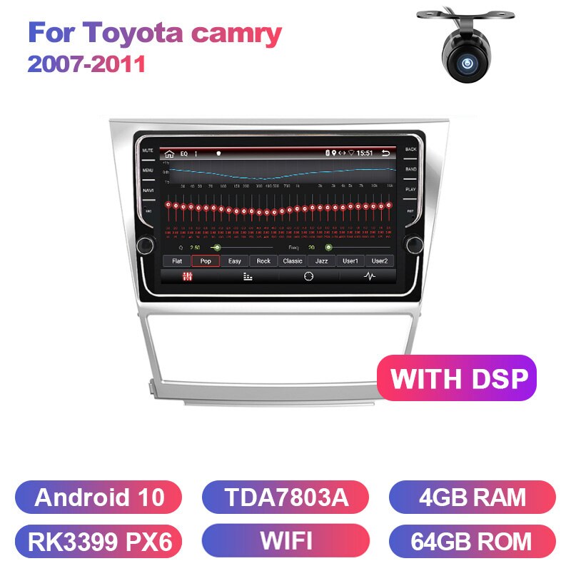 Eunavi Android radioodtwarzacz samochodowy radio multimedialny odtwarzacz wideo nawigacja gps dla Toyota Camry 6 XV 40 50 2006-2011 nr 2 Din DVD