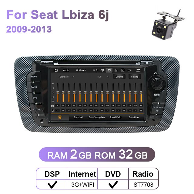 Eunavi 2 Din Autoradio Audio DVD für Seat Ibiza 6j 2009 2010 2011 2012 2013 Multimedia Player 3G WIFI 2Din GPS Navigation