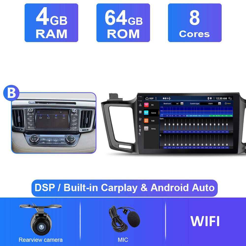 Eunavi Android 10 Autoradio dla Toyota RAVCH 2013 2014 2015-2018 Tsar Radio multimedialny odtwarzacz wideo nawigacja gps ChG SHCHG nr 2 din DVD