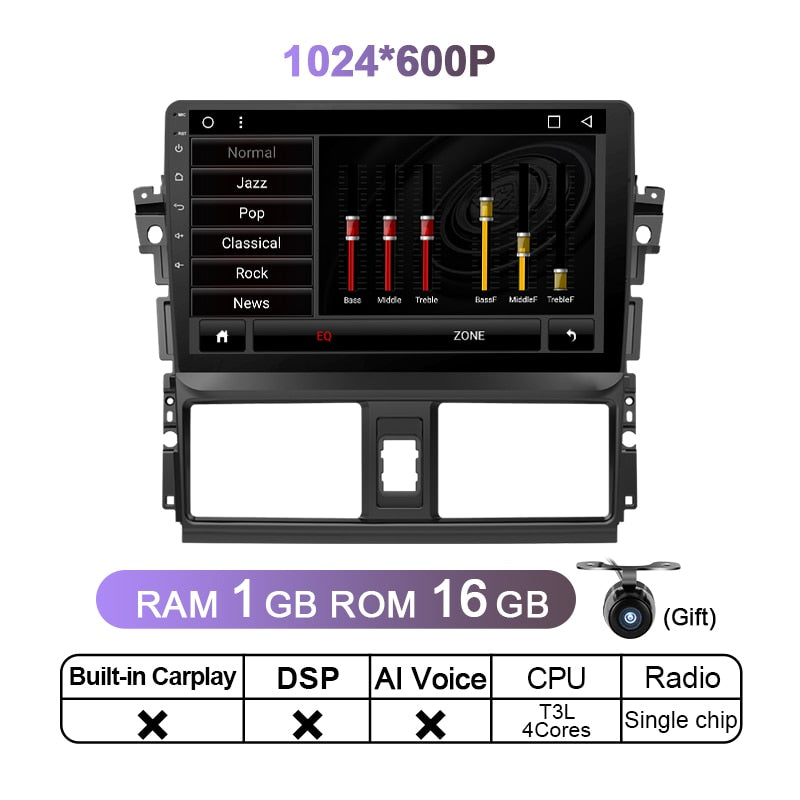 Eunavi 2Din Car Radio GPS For Toyota VIOS Yaris 2013 2014 2015 2016 Multimedia Video Player Android 11 Casstte Head unit 4G DVD