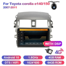 Charger l&#39;image dans la galerie, Eunavi Android 10 system car multimedia radio player for Toyota Corolla E140/150 2007-2011 autoradio stereo GPS PX6 4G 64GB 2DIN