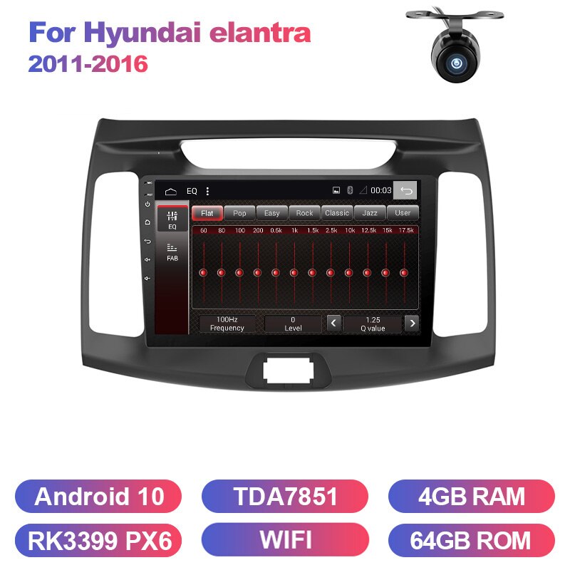 Eunavi 2 din car radio stereo multimedia player for Hyundai elantra 2011-2016 headunit GPS TDA7851 4G 64GB Android 10 system