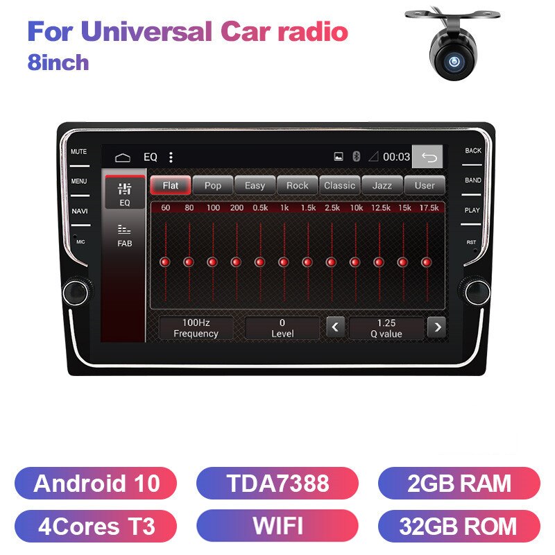 Eunavi 2Din Android 10 universal Car Radio Stereo 4G 64G 2 din Multimedia Player GPS Navigation WIFI Audio tda7851 subwoofer