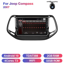 Cargar imagen en el visor de la galería, Eunavi Android 10 2 din car radio stereo multimedia player for Jeep Compass 2017 headunit system GPS TDA7851 Subwoofer USB MP3