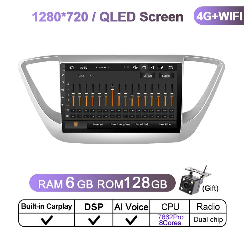 Eunavi 4G 2 Din Android 11 Car Radio For Hyundai Solaris 2 Verna 2016 - 2018 GPS Navigation 2Din DVD Multimedia Video Player