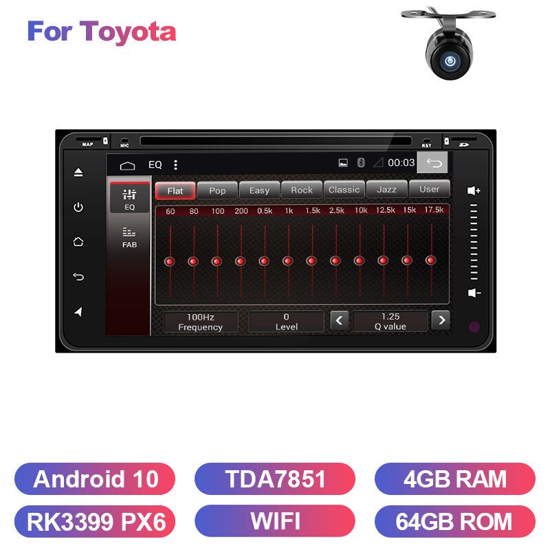 Eunavi 2 Din Android 9 Car Dvd radio GPS For Toyota Hilux Vios Old Camry Rav4 Prado 2003-2008 Multimedia Navigation Headunit