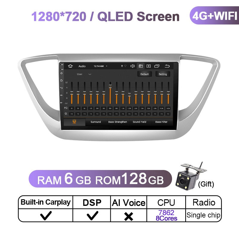 Eunavi 4G 2 Din Android 11 Car Radio For Hyundai Solaris 2 Verna 2016 - 2018 GPS Navigation 2Din DVD Multimedia Video Player