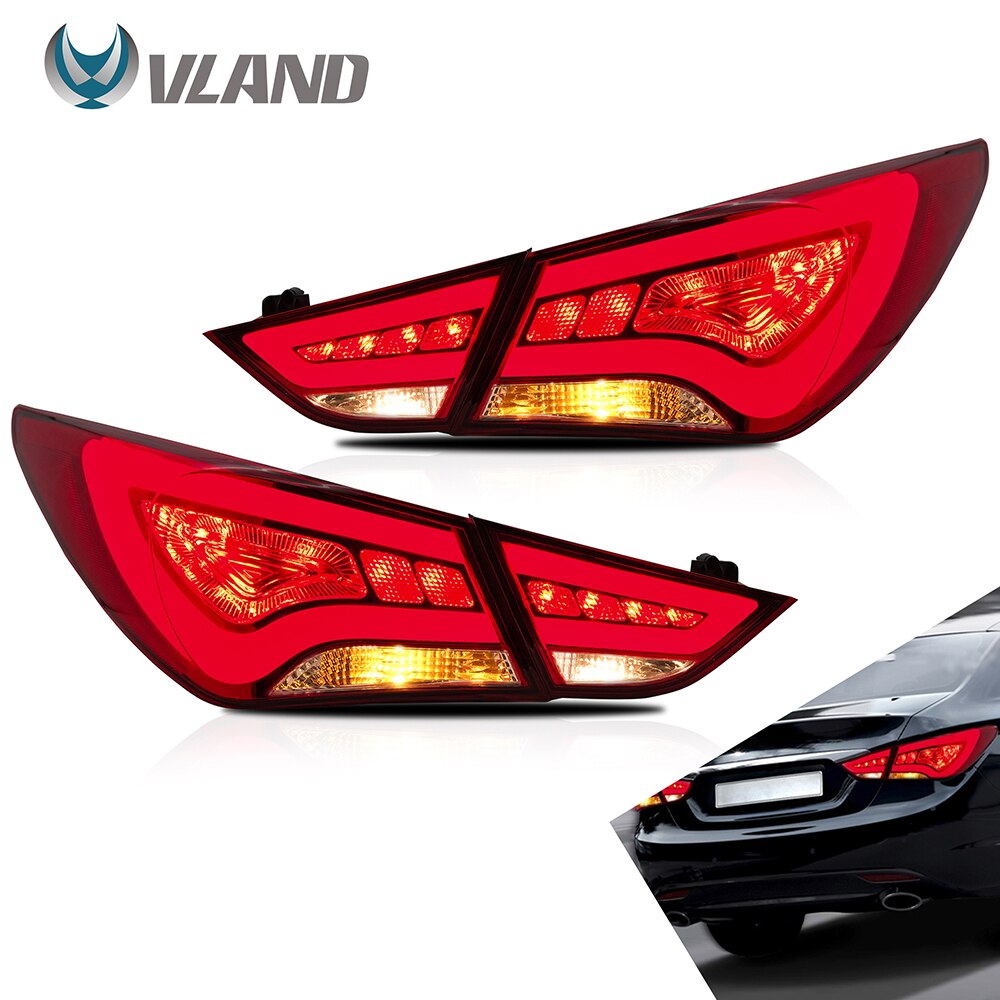 VLAND Car Accessories LED Tail Lights Assembly For HYUNDAI SONATA 2011-2014 Tail Lamp With LED Turn Signal Reverse DRL Lights