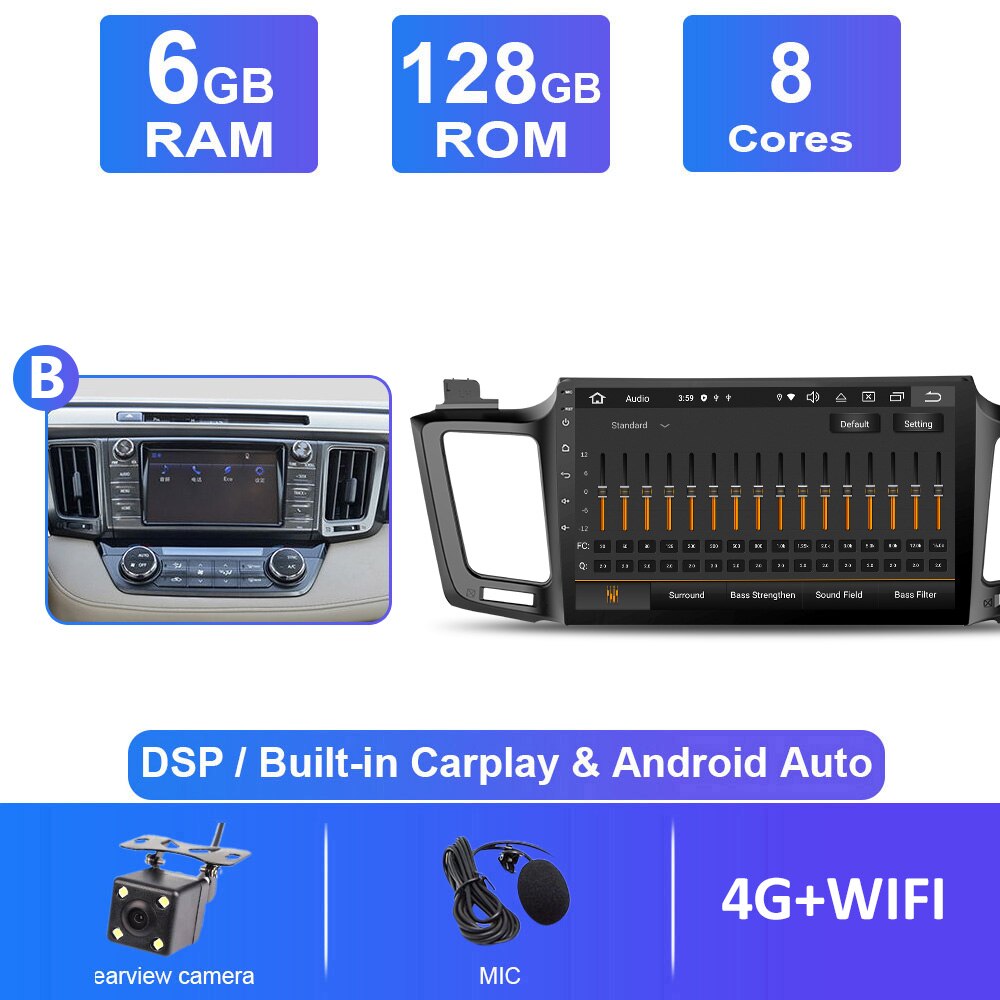 Eunavi Android 10 Autoradio dla Toyota RAVCH 2013 2014 2015-2018 Tsar Radio multimedialny odtwarzacz wideo nawigacja gps ChG SHCHG nr 2 din DVD