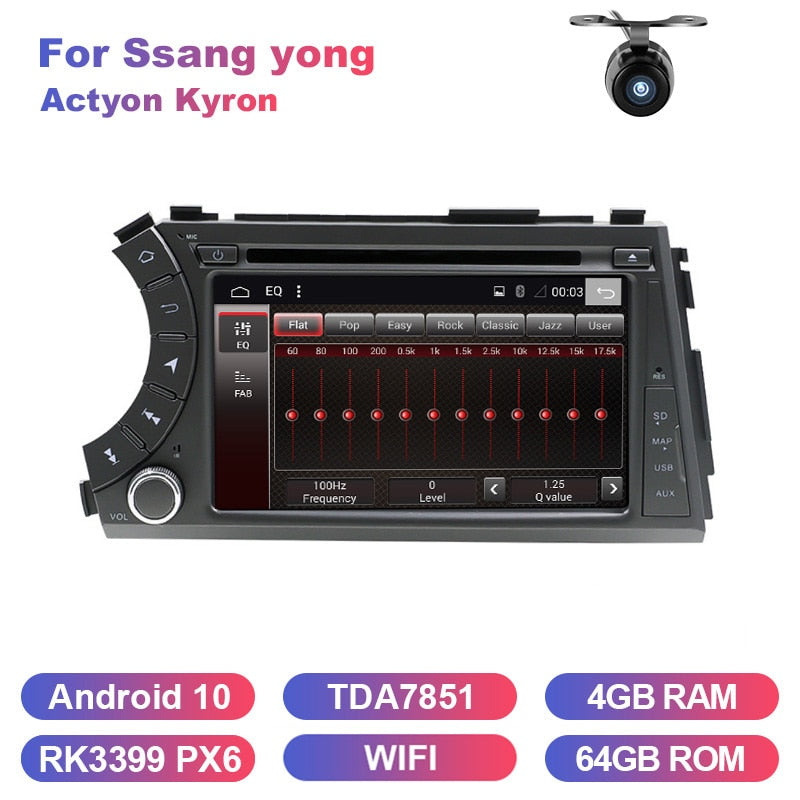 Eunavi 2 din android Car multimedia player for Ssang yong Ssangyong Actyon Kyron DVD Auto radio stereo headunit WIFI BT