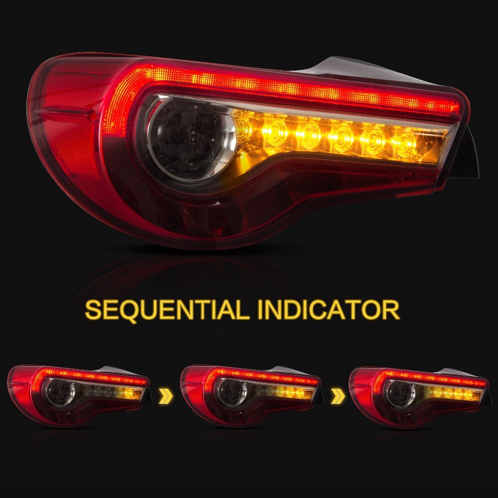 VLAND Tail Lights Assembly For Toyota 86 2012-UP Tail Lamp For Subaru BRZ/Scion FRS 2012-2019 With Moving Turn Signal Light