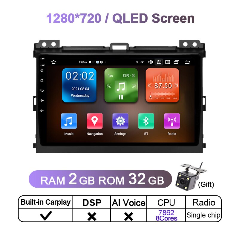 Eunavi Car Radio For Toyota Land Cruiser Prado 120 LC120 GPS Multimedia Video Player Autoradio Android Navigation GX470 DVD 2Din