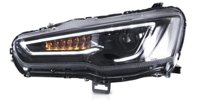 VLAND Headlamp Car Headlights Assembly For 2008-2018 Mitsubishi Lancer EVO X Head Light With Moving Turn Signal Dual Beam Lens