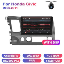 Charger l&#39;image dans la galerie, Eunavi 4G+64G 2 DIN IPS Android 10 Car Radio Multimedia Video Player GPS For Honda Civic 2006-2011 2din car pc 9 inch no dvd