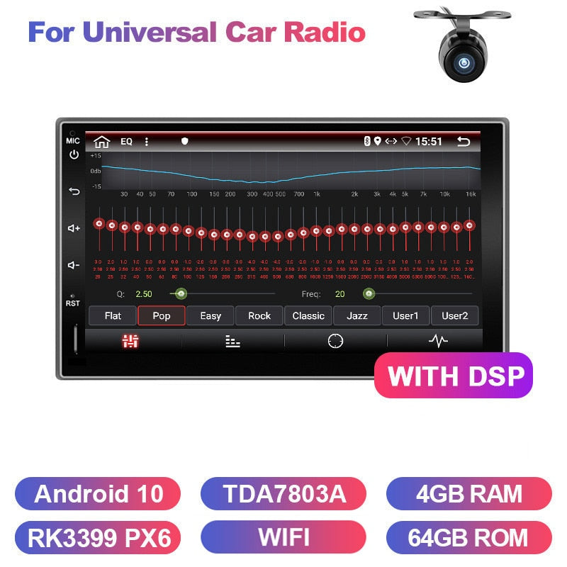 Eunavi Android 10 2 Din Car Radio Multimedia Video Player Universal 7'' HD Screen Audio Stereo Autoradio Navigation GPS NO DVD