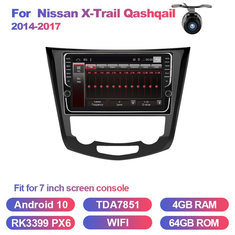 Eunavi 9'' Android 10 Car GPS Radio for Nissan X-Trail Qashqail 2014-2017 Navigation Stereo Multimedia Player 4G 64G NO DVD
