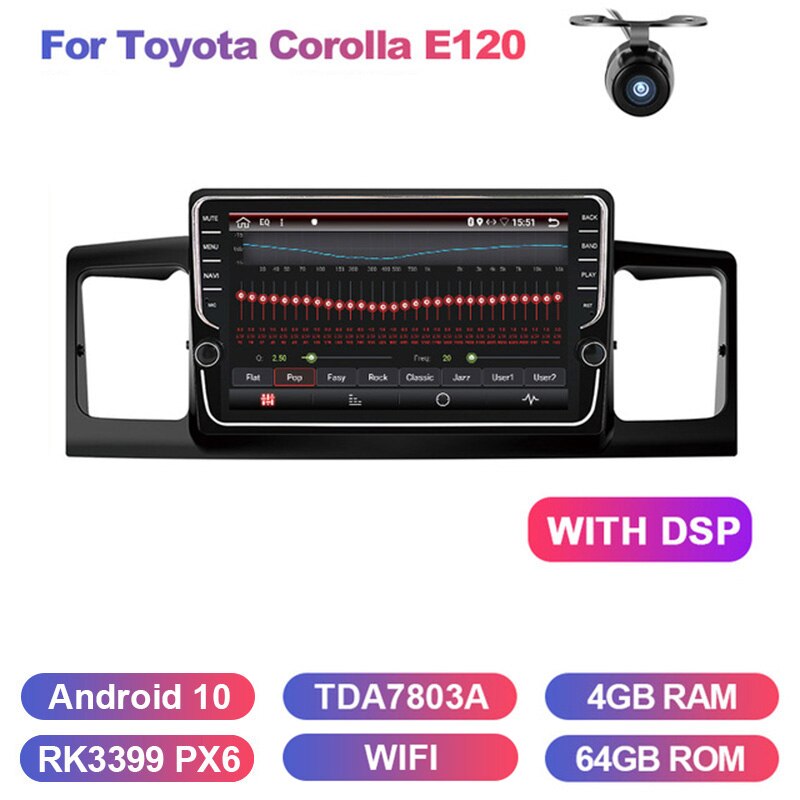 Eunavi DSP 4G 64G Car DVD Player For Toyota Corolla E120 BYD F3 2 Din Car Multimedia Stereo GPS Auto Radio 8Core Android 10