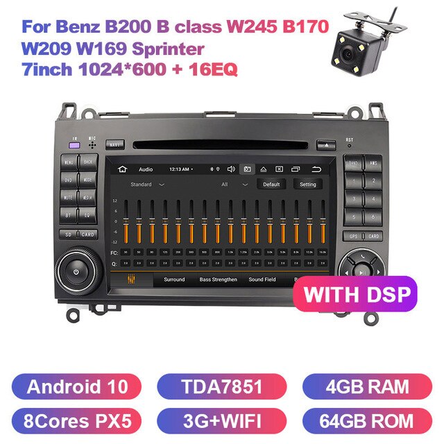 Eunavi 2 Din Android 10 Car Multimedia Player DVD Radio GPS Auto For Mercedes Benz B200 B class W245 B170 W209 W169 Sprinter DSP