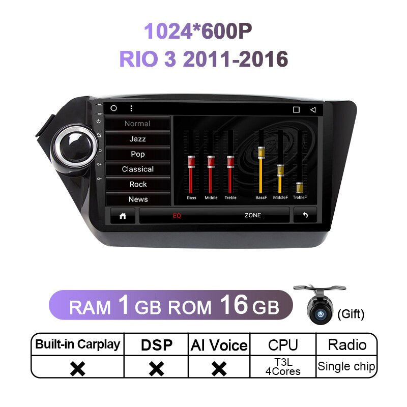 Eunavi 2Din Car Radio Multimedia Video Player Android 11 2 din dvd 9'' GPS Navigation For Kia RIO 3 4 tape recorder 2011 - 2019