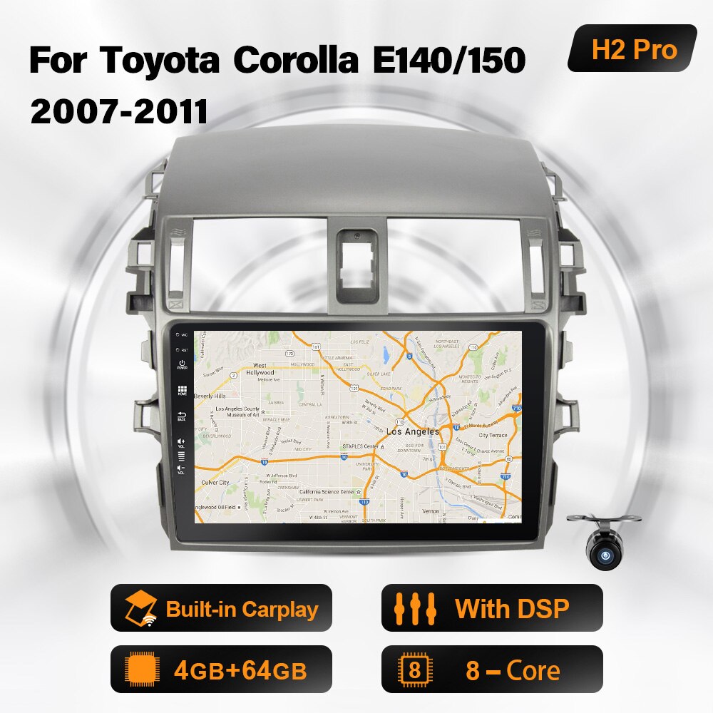 Eunavi King Multimedia Radio Player für Toyota Tsorola E140 / 150 2007-2011 Autoradio Stereo GPS PHSH CHG SHCHGB 2DIN Android 10 Systeme