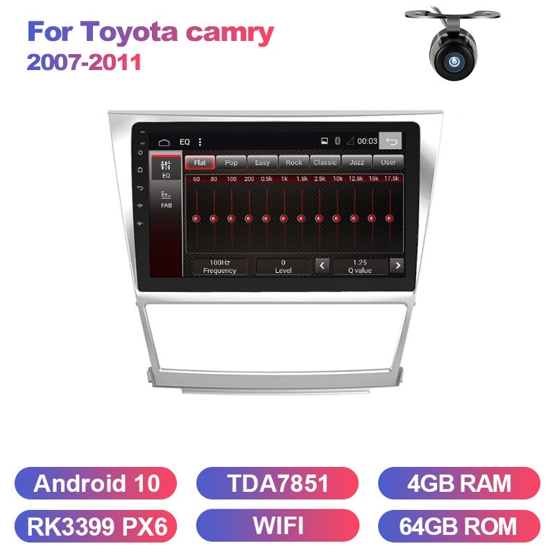 Eunavi 2 din Android 10 car multimedia player radio gps navigation for Toyota camry 2007 2008 2009 2010 2011 auto stereo