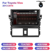 Cargar imagen en el visor de la galería, Eunavi Android 10 car radio stereo multimedia pc player for Toyota Vios 2013-2016 2 din headunit GPS TDA7851 Subwoofer USB