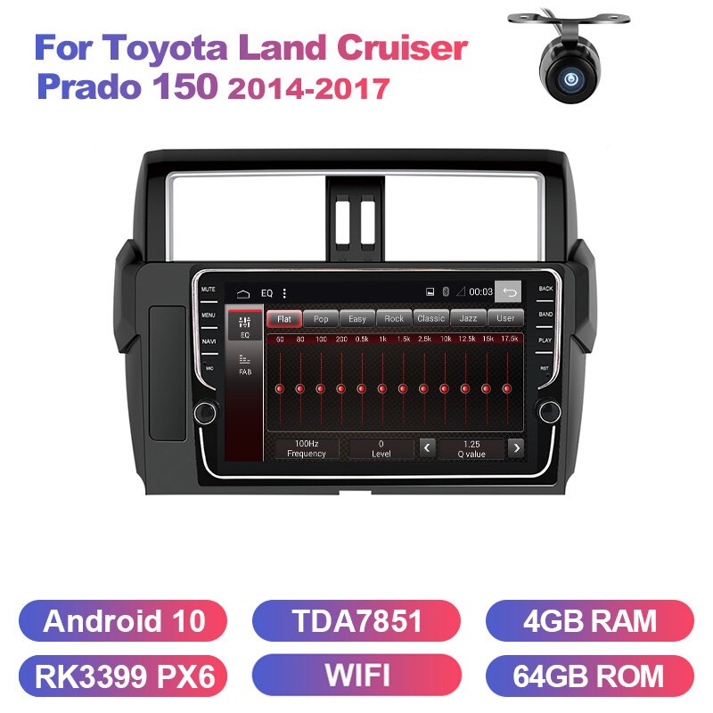 Eunavi 2 din car radio stereo for Toyota Land Cruiser Prado 150 2014-2017 2din multimedia GPS Navigation no cd dvd Android