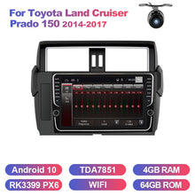 Załaduj zdjęcie do przeglądarki galerii, Eunavi 2 din car radio stereo for Toyota Land Cruiser Prado 150 2014-2017 2din multimedia GPS Navigation no cd dvd Android