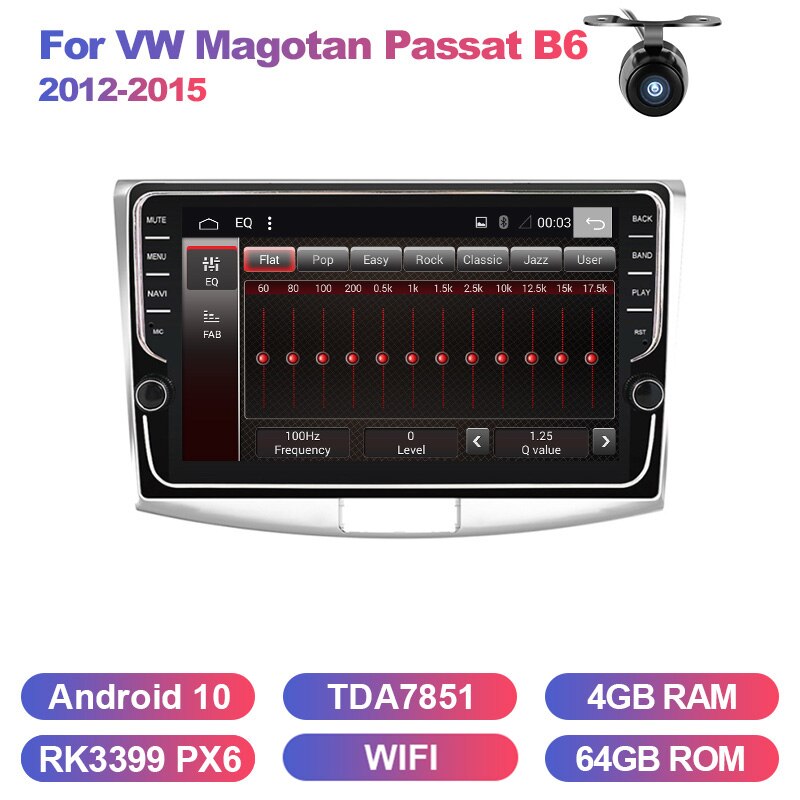 Eunavi Android 10 2 Din Car Radio GPS For VW Volkswagen MAGOTAN 2012-2015 Passat B6 Stereo multimedia navigation head unit