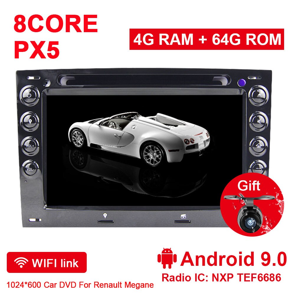 Eunavi 2 din Android 10 Car Multimedia player for Renault Megane 2 ii 2006 2007 2008 2009 2010 Automotivo DVD Radio GPS DSP 4G