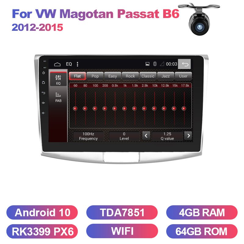 Eunavi Android Autoradio GPS Multimedia 2 Din für VW Volkswagen Passat B6 2012-2016 MAGOTAN CC 2DIN Haupteinheit Audio Stereo WIFI