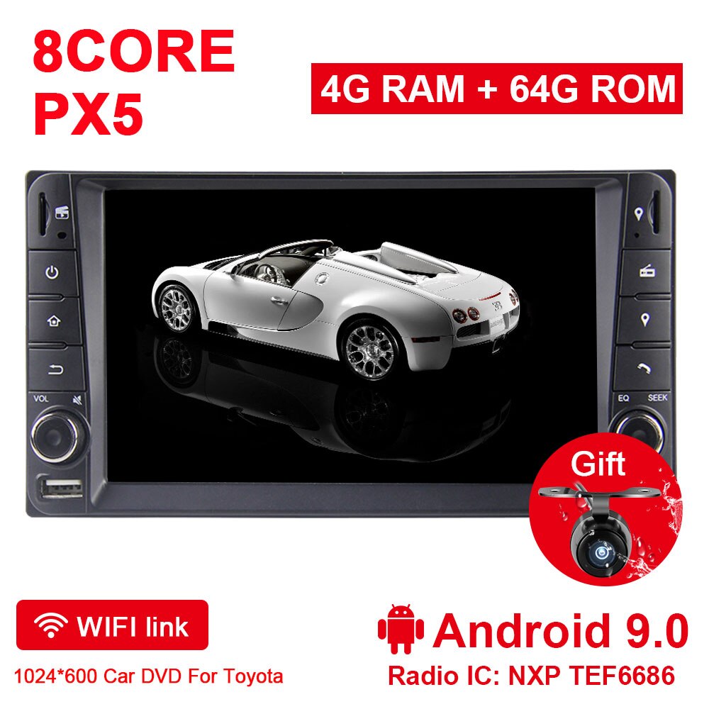 Eunavi 2 din 7'' Octa core Android 9.0 Car multimedia GPS for Toyota Terios Old Corolla Camry Prado RAV4 radio stereo RDS wifi