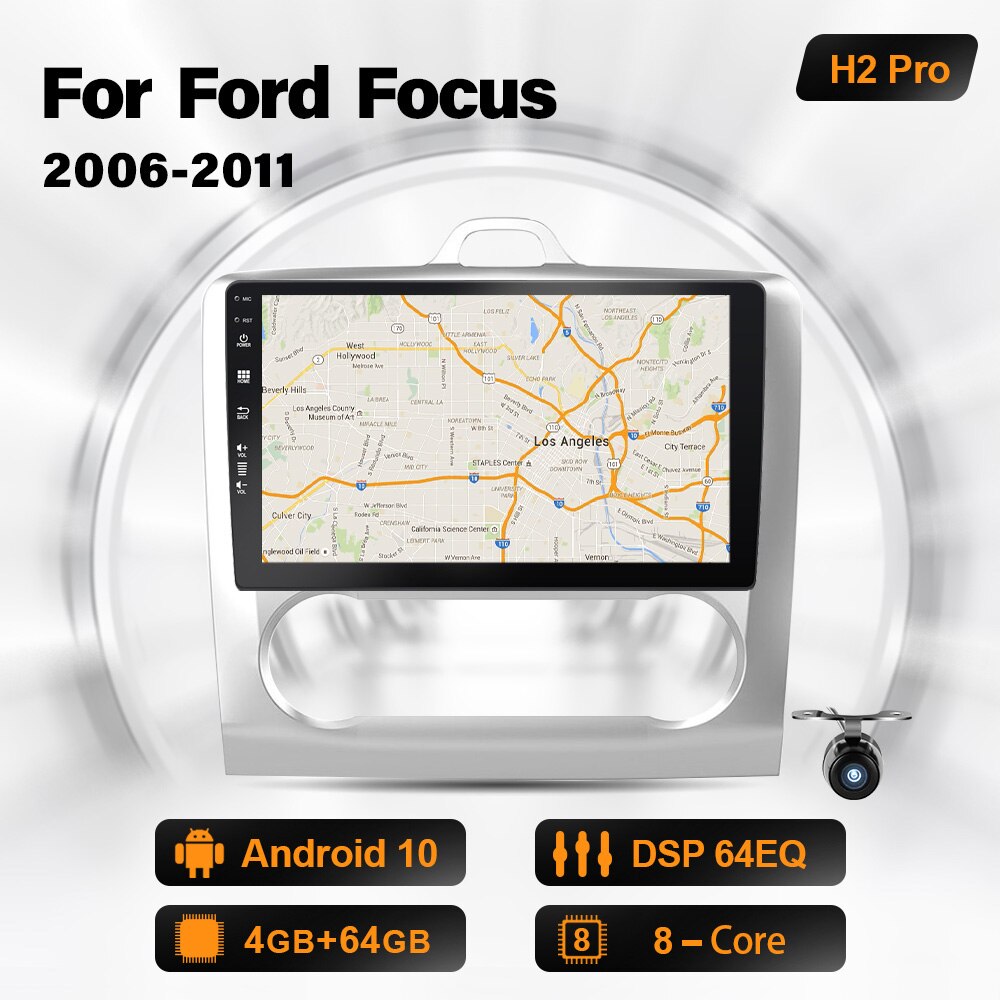 Eunavi 2 Din Android Autoradio Für Ford Focus 2 Mk2 2004-2011 Multimedia Player Auto Audio GPS Navigation 4G 64GB DSP KEINE DVD