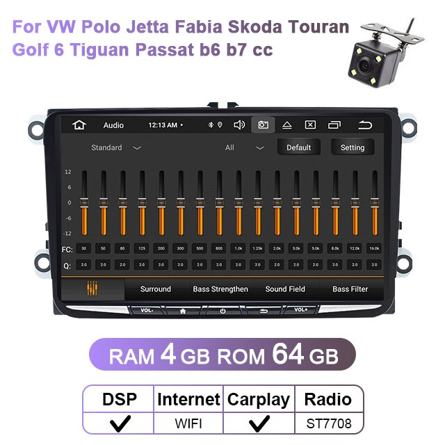 Eunavi DSP 2 Din Android Car Multimedia Radio GPS For Volkswagen VW Skoda Octavia Golf 5 6 Passat B6 B7 Touran Tiguan Polo Jetta