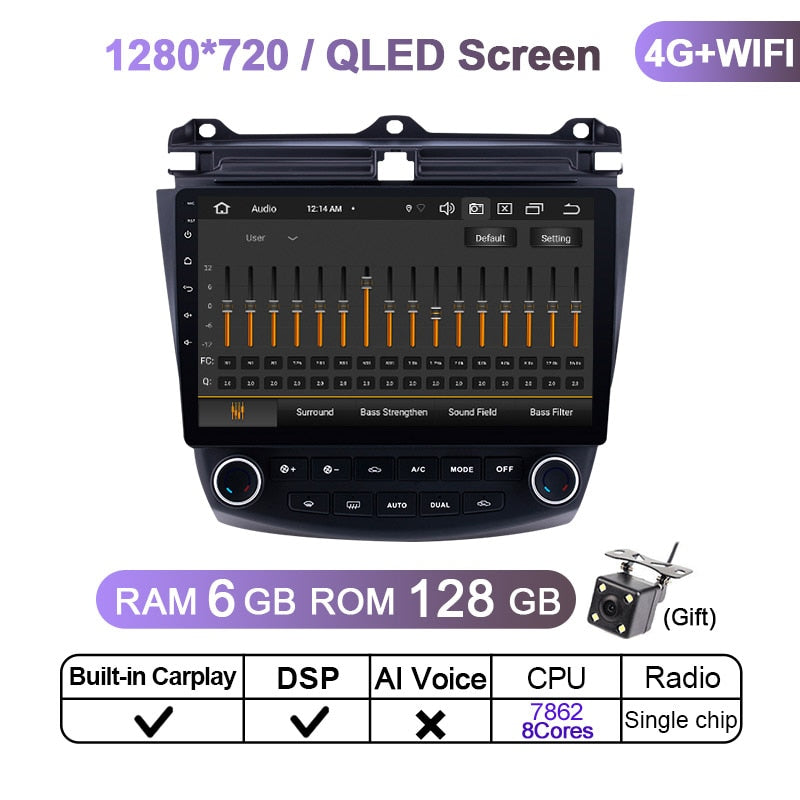 Eunvai AI Voice Control CarPlay Car Radio Multimedia Player For Honda Accord 7 2003 - 2008 DSP 4G Andorid 11 Auto GPS 2 din DVD