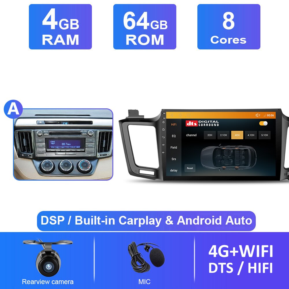 Eunavi Android 10 Autoradio dla Toyota RAVCH 2013 2014 2015-2018 Tsar Radio multimedialny odtwarzacz wideo nawigacja gps ChG SHCHG nr 2 din DVD