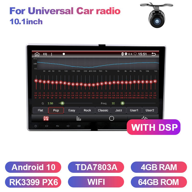 Eunavi Car Multimedia Player Android 10 Universal Auto Radio DVD Stereo Audio GPS Navigation 2 din Headunit Touch screen DSP